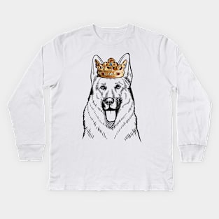 German Shepherd Dog King Queen Wearing Crown Kids Long Sleeve T-Shirt